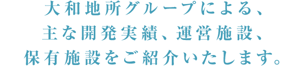 大和地所グループによる、主な開発実績、運営施設、保有施設をご紹介いたします。