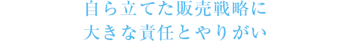 自ら立てた販売戦略に大きな責任とやりがい