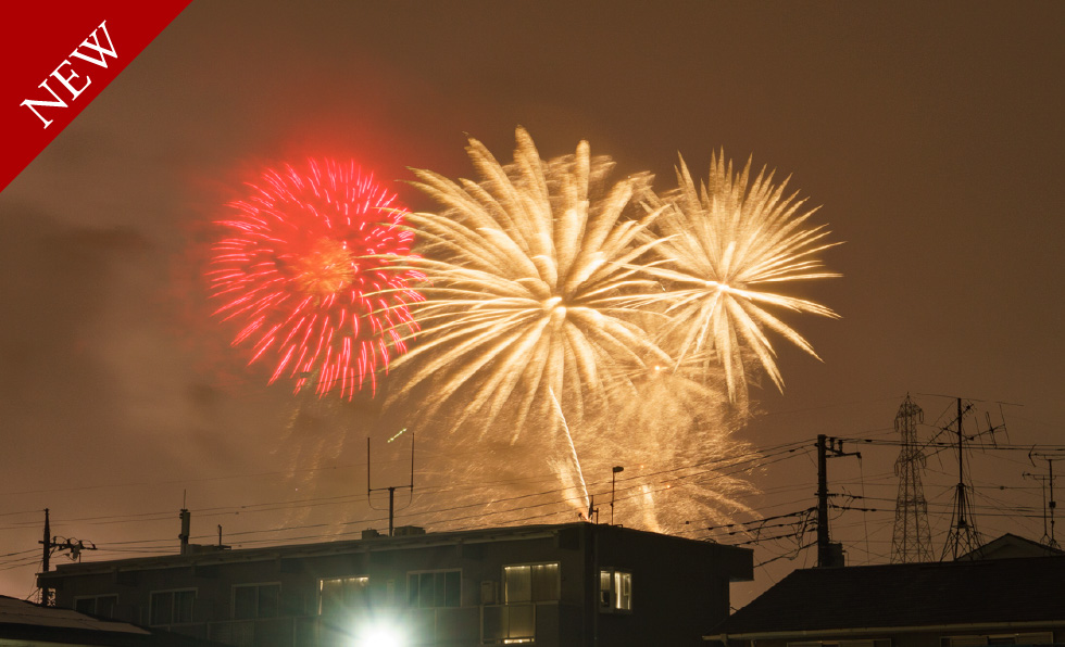 現地より「川崎市制記念多摩川花火大会」を望む（2024年10月撮影）