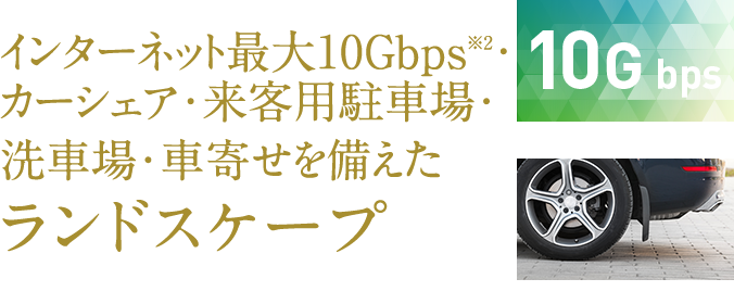 インターネット最大10Gbps・カーシェア・来客用駐車場・洗車場・車寄せを備えたランドスケープ