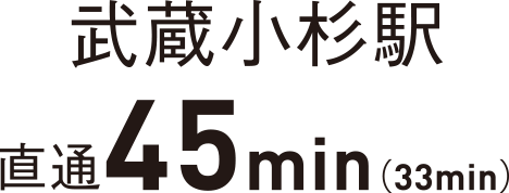 武蔵小杉駅直通45min（33min）