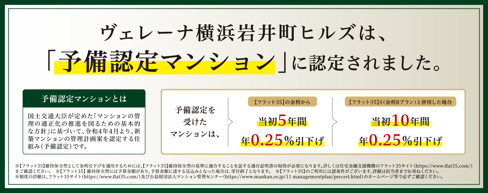「予備認定マンション」に認定されました